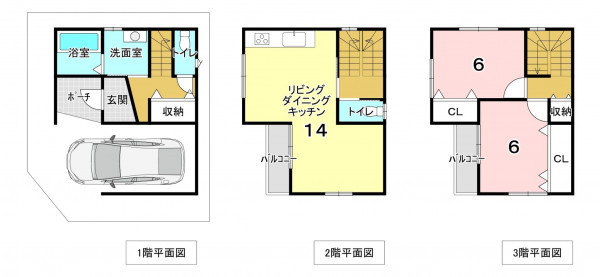 堺市堺区、新築一戸建ての間取り画像です