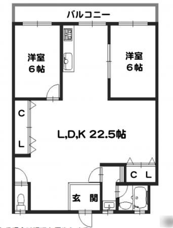 堺市堺区海山町、マンションの間取り画像です