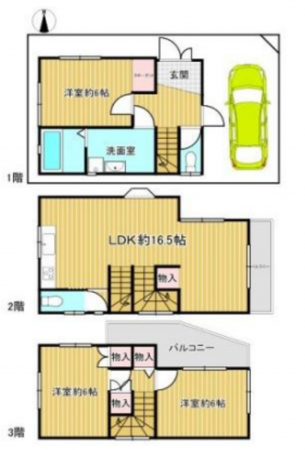 堺市堺区中安井町、中古一戸建ての間取り画像です