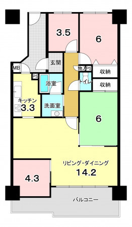 堺市堺区神南辺町、マンションの間取り画像です