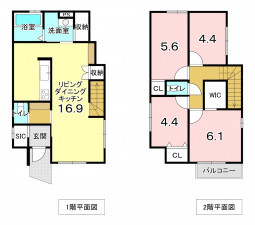 堺市堺区石津町、新築一戸建ての間取り画像です