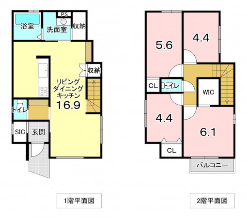 堺市堺区石津町、新築一戸建ての間取り画像です