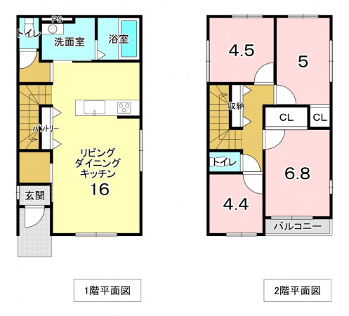 堺市堺区石津町、新築一戸建ての間取り画像です
