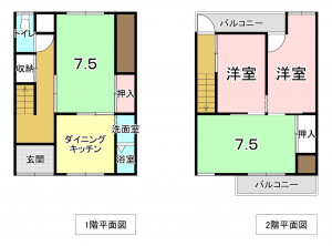 堺市堺区賑町、中古一戸建ての間取り画像です