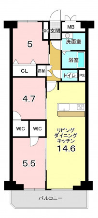 堺市堺区賑町、マンションの間取り画像です