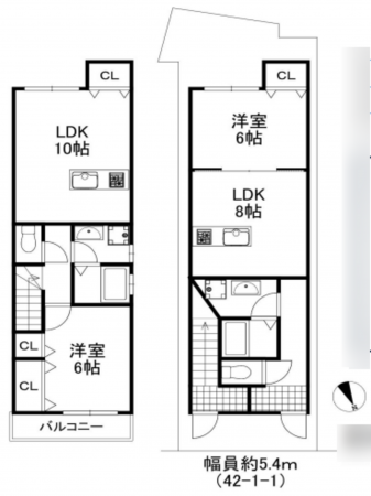 堺市堺区神保通、収益物件/アパートの間取り画像です