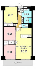 堺市堺区大浜北町、マンションの間取り画像です