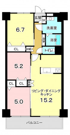 堺市堺区大浜北町、マンションの間取り画像です