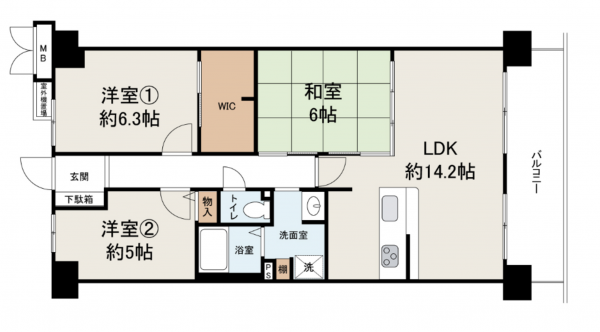 堺市堺区錦綾町、マンションの間取り画像です