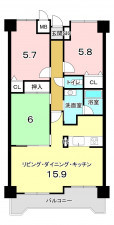 堺市堺区山本町、マンションの間取り画像です