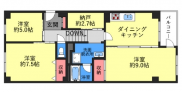 堺市堺区柏木町、マンションの間取り画像です