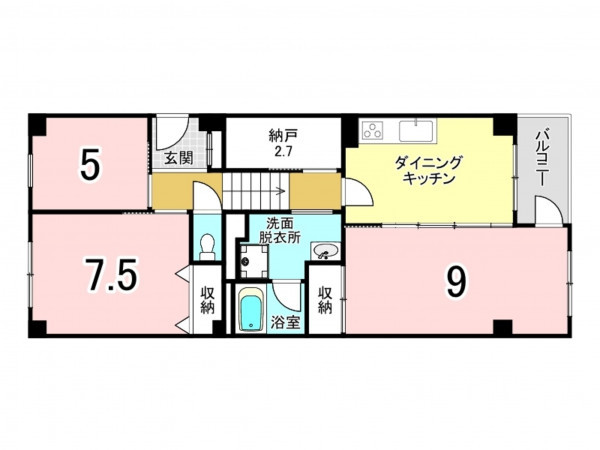 堺市堺区柏木町、マンションの間取り画像です