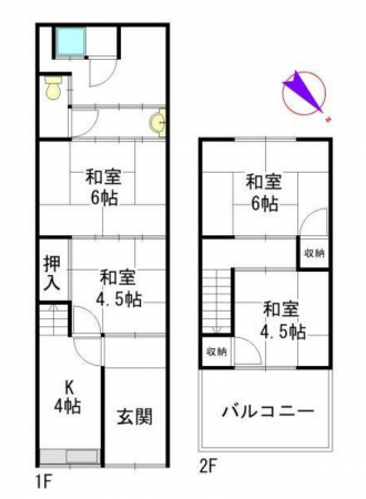 堺市堺区出島町、中古一戸建ての間取り画像です