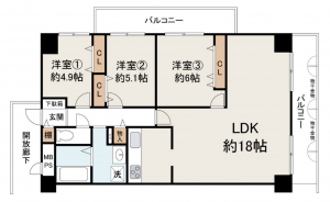 堺市堺区大浜中町、マンションの間取り画像です