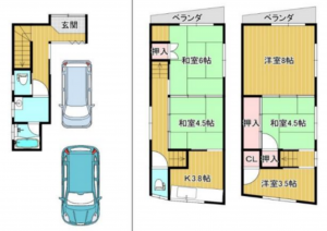 堺市堺区西湊町、中古一戸建ての間取り画像です