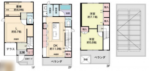 堺市堺区南旅篭町西、中古一戸建ての間取り画像です