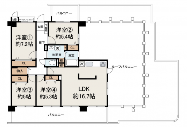 堺市堺区柏木町、マンションの間取り画像です