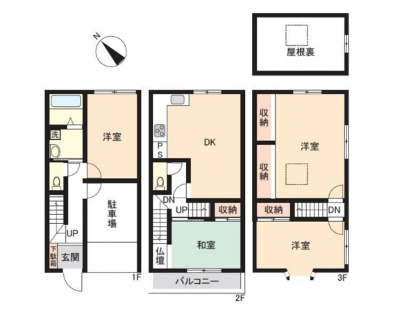 堺市堺区砂道町、中古一戸建ての間取り画像です