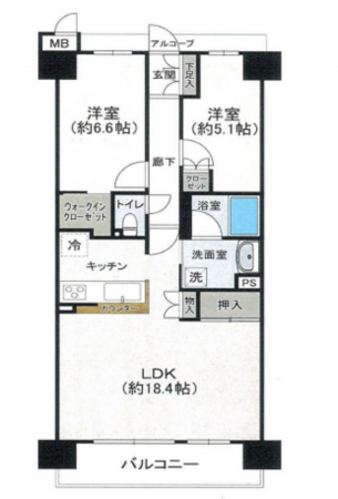 堺市堺区戎島町、マンションの間取り画像です