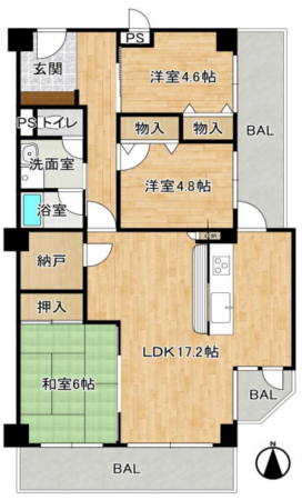 堺市堺区大浜南町、マンションの間取り画像です