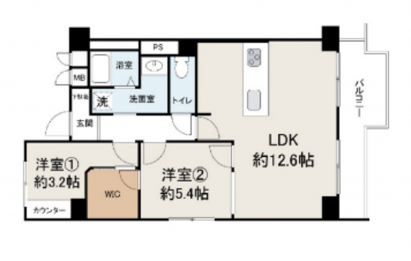 堺市堺区三宝町、マンションの間取り画像です