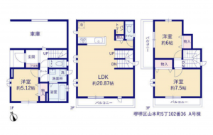 堺市堺区山本町、新築一戸建ての間取り画像です