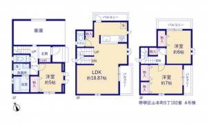 堺市堺区山本町、新築一戸建ての間取り画像です