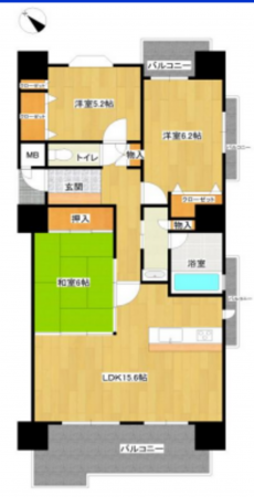 堺市堺区柳之町東、マンションの間取り画像です