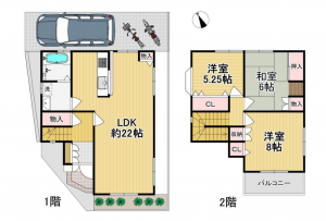 堺市堺区松屋町、中古一戸建ての間取り画像です