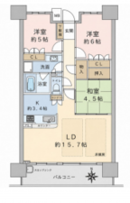 堺市堺区北花田口町、マンションの間取り画像です