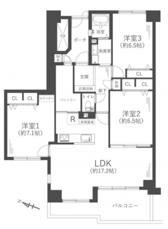 堺市堺区神南辺町、マンションの間取り画像です