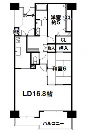 堺市堺区神南辺町、マンションの間取り画像です