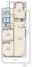堺市堺区賑町、マンションの間取り画像です