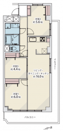 堺市堺区賑町、マンションの間取り画像です