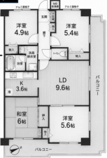 堺市堺区錦綾町、マンションの間取り画像です