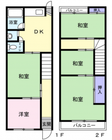 堺市堺区出島海岸通、中古一戸建ての間取り画像です
