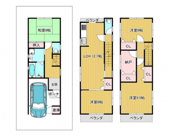 堺市堺区南旅篭町西、中古一戸建ての間取り画像です