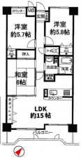 堺市堺区山本町、マンションの間取り画像です
