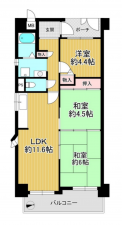 堺市堺区東雲西町、マンションの間取り画像です