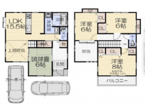 堺市堺区大浜南町、中古一戸建ての間取り画像です