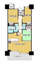 堺市堺区浅香山町、マンションの間取り画像です
