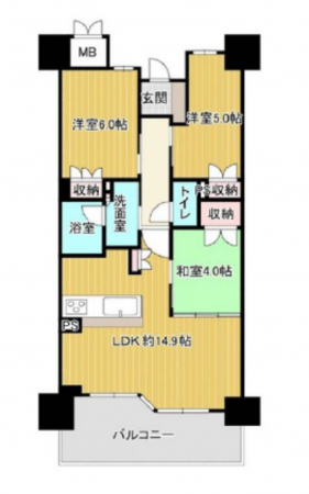 堺市堺区浅香山町、マンションの間取り画像です