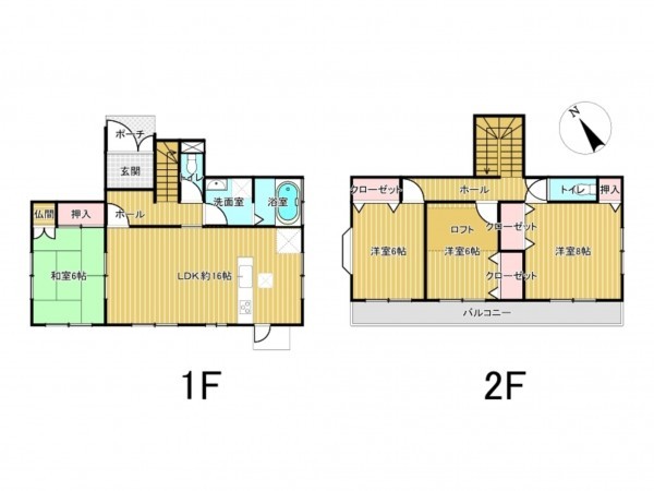 小牧市大字二重堀、中古一戸建ての間取り画像です