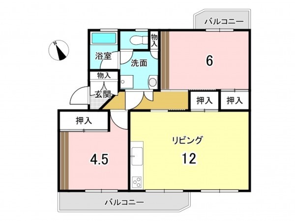 春日井市岩成台、マンションの間取り画像です