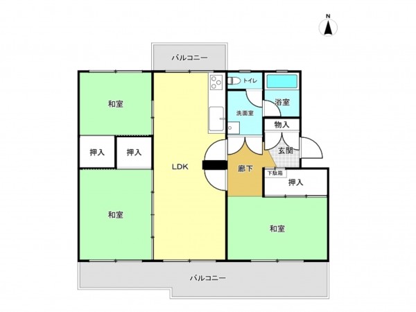 春日井市岩成台、マンションの間取り画像です