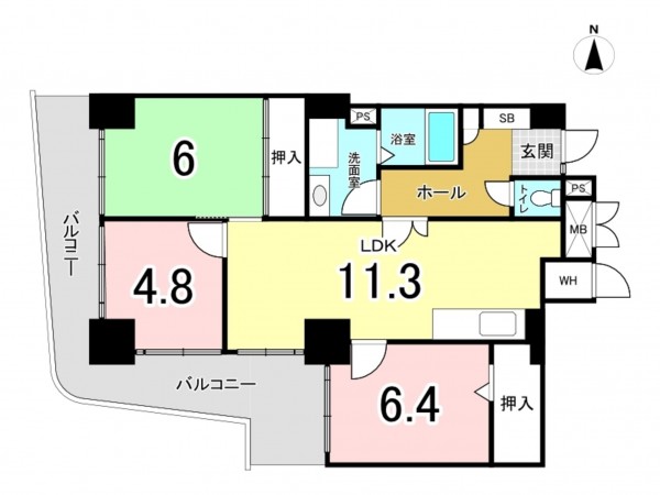 小牧市篠岡、マンションの間取り画像です