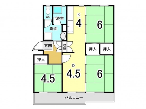 春日井市岩成台、マンションの間取り画像です