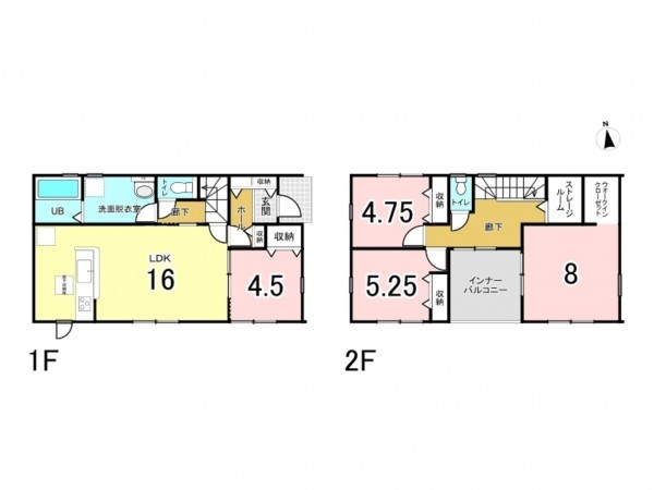 小牧市大字横内、新築一戸建ての間取り画像です