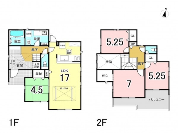 春日井市中央台、新築一戸建ての間取り画像です
