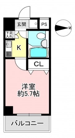 京都市上京区福大明神町、マンションの間取り画像です
